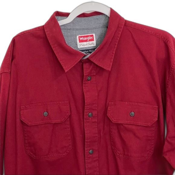 Wrangler Premium Quality Comfort Flex Red Shirt Button Up Western Ranch Size 2XL - Picture 2 of 10